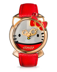 Gaga Milano x Hello Kitty玫瑰金殼紅色皮帶錶 5526HY01R0LSRM0