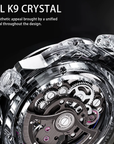 BONEST GATTI Rainbow K9 Cryatal Case Strap Automatic Skeleton Tourbillon Watch
