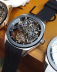 Agelocer 80-Hour Tourbillon Watch - Black Dial, Black Bezel, Rose Gold Case, Black Strap