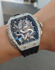 Bonest Gatti 現貨發售龍雕刻水晶自動錶 銀色 BG5605-A1 膠帶