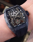 Bonest Gatti 現貨發售酒桶形碳纖維自動陀飛輪手錶 BG7003-R3 BK