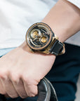 TACS ATL 復古黑金雙鏡頭自動錶 Automatic Twin Lens Retro 2002B 黑色皮帶