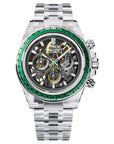 Bonest Gatti K9 Crystal + Rainbow Bezel Skeleton Chronograph Automatic - BG6009-G2
