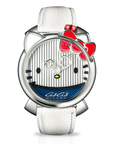 Gaga Milano x Hello Kitty 銀殼白色皮帶錶 5525HY01S0LSWM0