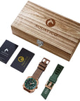 Aquatico Super Charger Bronze Tritium T100氣燈 青銅潛水機械錶 Green Dial