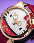 Gaga Milano x Hello Kitty玫瑰金殼紅色皮帶錶 5526HY01R0LSRM0
