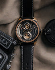 TACS ATL 復古黑金雙鏡頭自動錶 Automatic Twin Lens Retro 2002B 黑色皮帶