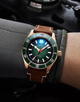 Aquatico Super Star Bronze Tritium T100氣燈 青銅潛水機械錶 Green Dial