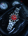 Aquatico Atlas Tritium Watch Fumé Red Dial T100