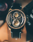 TACS ATL 復古黑金雙鏡頭自動錶 Automatic Twin Lens Retro 2002B 黑色皮帶