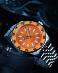 Aquatico Sea Recon 42mm Tritium Black Dial Orange Bezel T100 Gas Light Diving Mechanical Watch