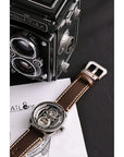 TACS ATL 復古雙鏡頭自動錶 Automatic Twin Lens 2002A 啡色皮帶