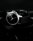 Venezianico 超極黑 Redentore Ultrablack 36mm black leather strap moody shot.