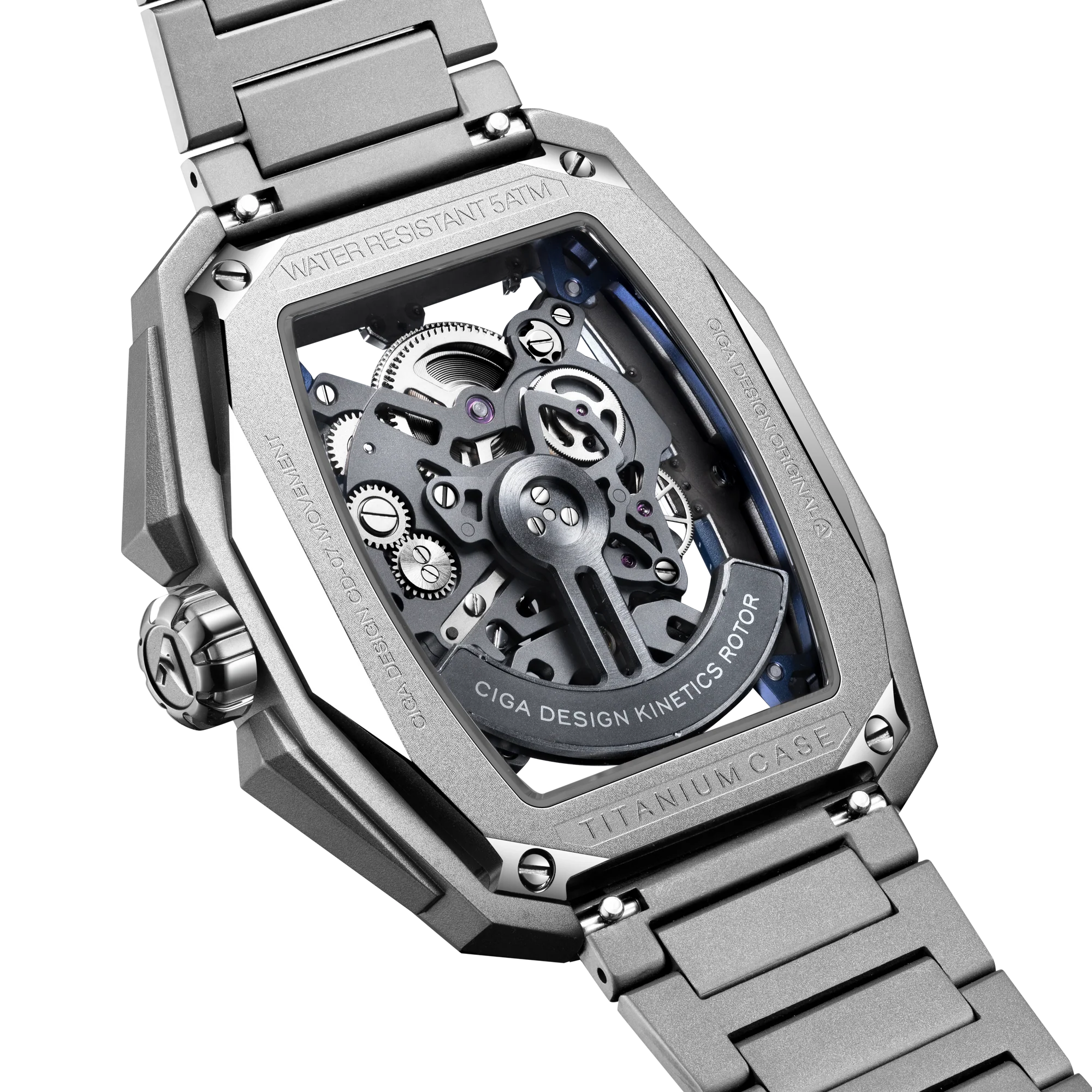 CIGA design SKELETON AUTOMATIC WATCH HUNTER TITANIUM - silver Z041-TT01-1T
