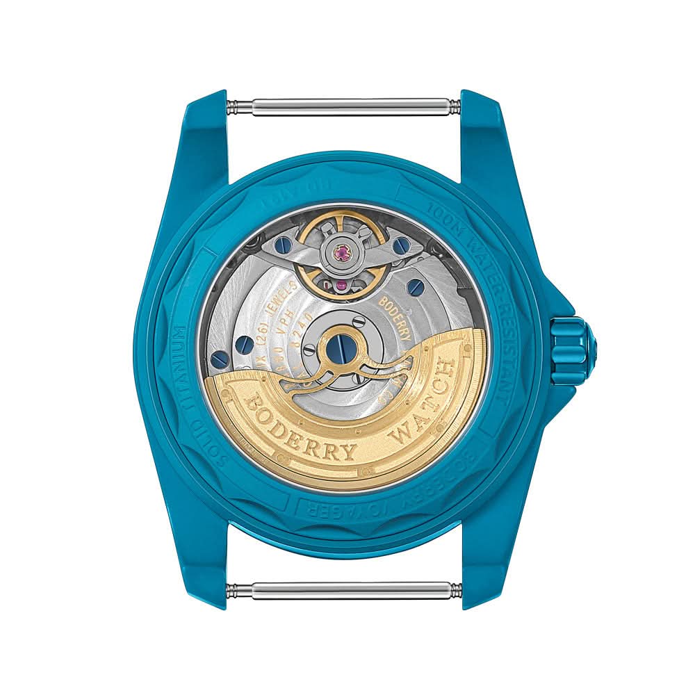 case back Boderry VOYAGER 72-Hours Titanium Automatic - BD-A19TBC-N03 Cerulean Blue