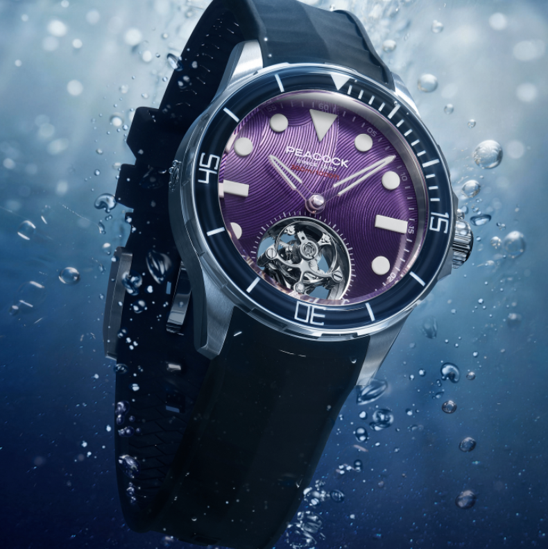 Peacock HAIYI Tourbillon Watch Diver [Limited Edition] - 孔雀海翼陀飛輪潛水錶 [限量版] - PFG0601.03 Purple