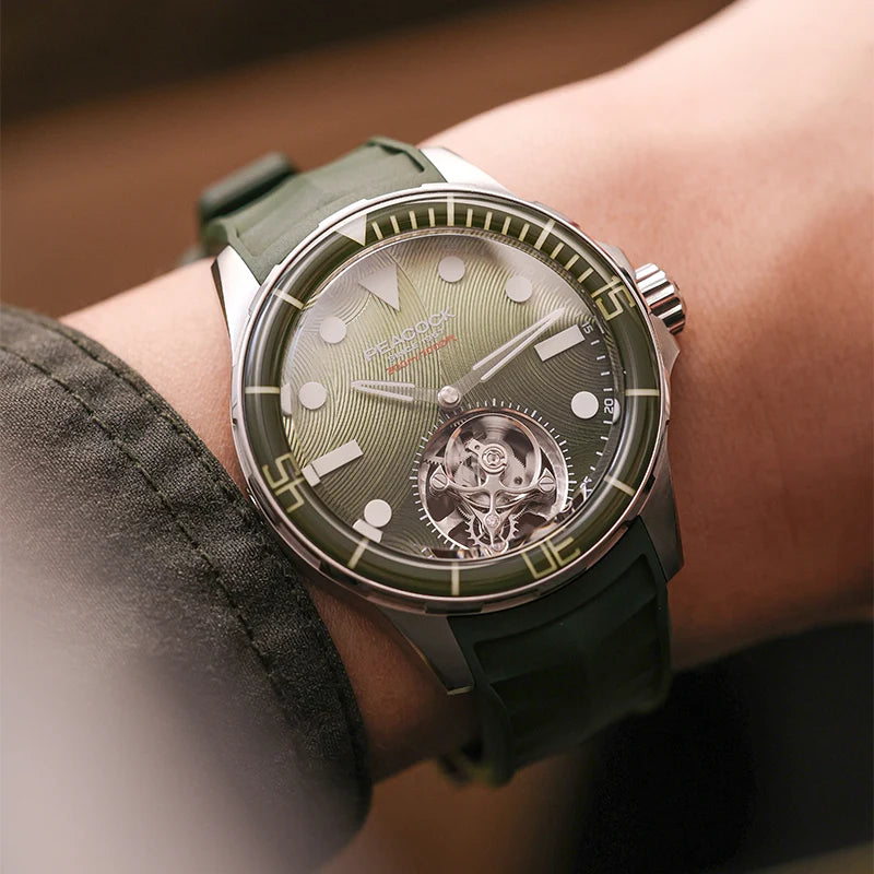 Peacock HAIYI Tourbillon Watch Diver [Limited Edition] - 孔雀海翼陀飛輪潛水錶 [限量版] - PFG0601.01 Green