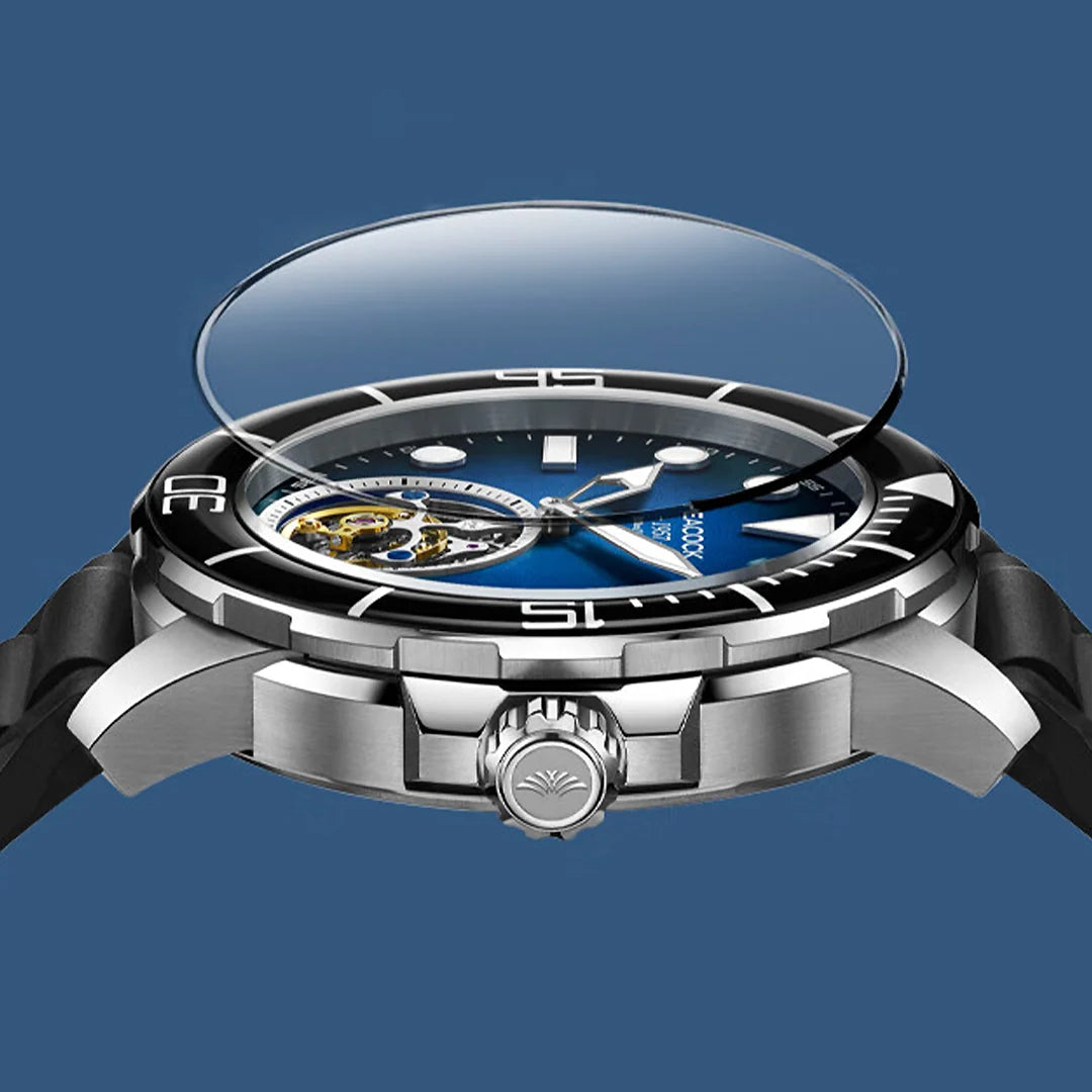 Peacock Ocean Wing Tourbillon 300M Diver Watch - 孔雀海洋之翼陀飛輪300米潛水錶 - PFG0201.01 Blue