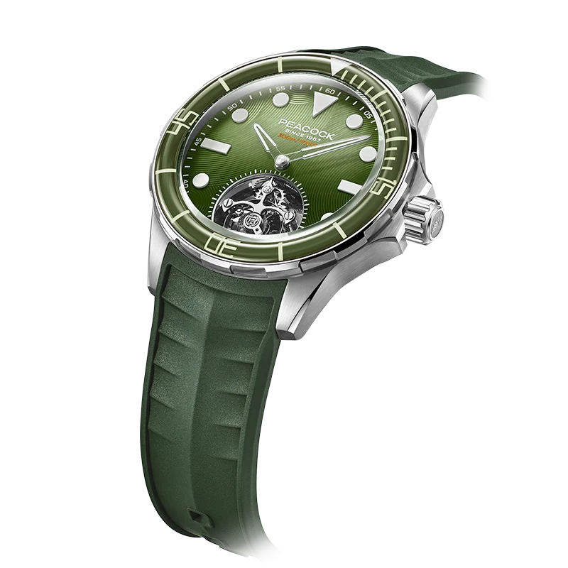 Peacock HAIYI Tourbillon Watch Diver [Limited Edition] - 孔雀海翼陀飛輪潛水錶 [限量版] - PFG0601.01 Green