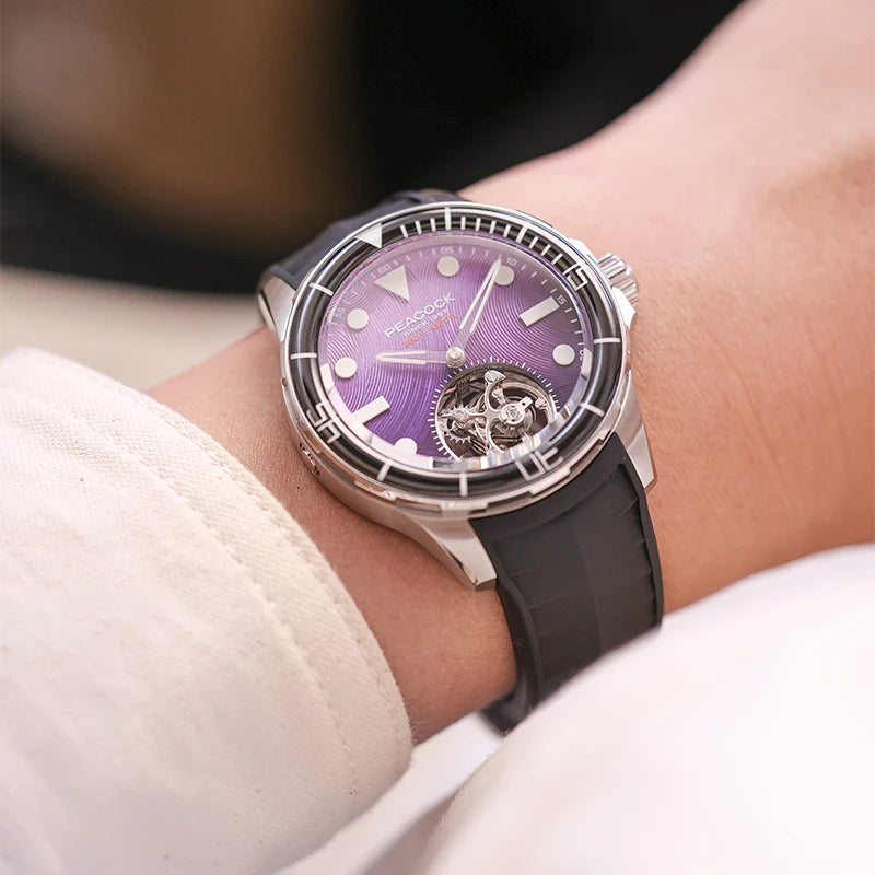 Peacock HAIYI Tourbillon Watch Diver [Limited Edition] - 孔雀海翼陀飛輪潛水錶 [限量版] - PFG0601.03 Purple