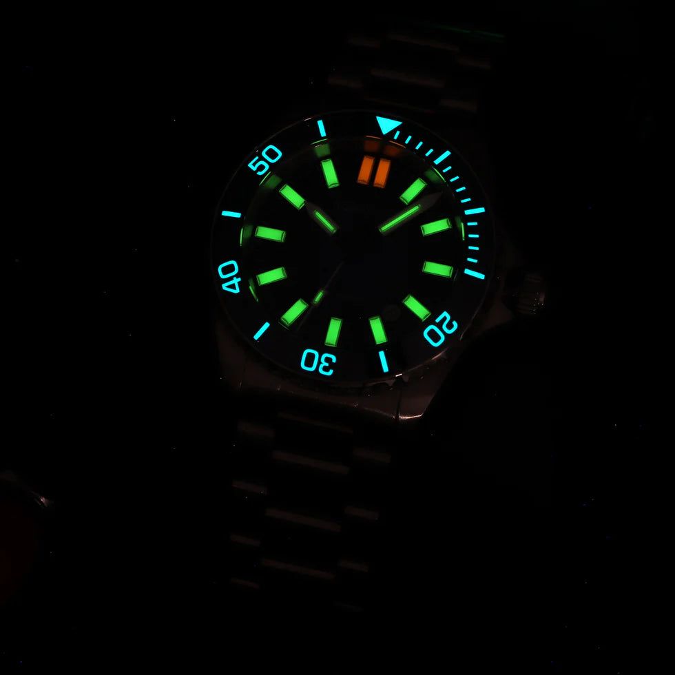 Aquatico Super Ocean Tritium T100 氣燈 潛水機械錶 Green Dial