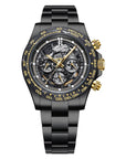 Bonest Gatti Carbon Fiber Bezel Skeleton Multi-function Mechanical Watch - Day, Month, 24-hour. BG8019-S1