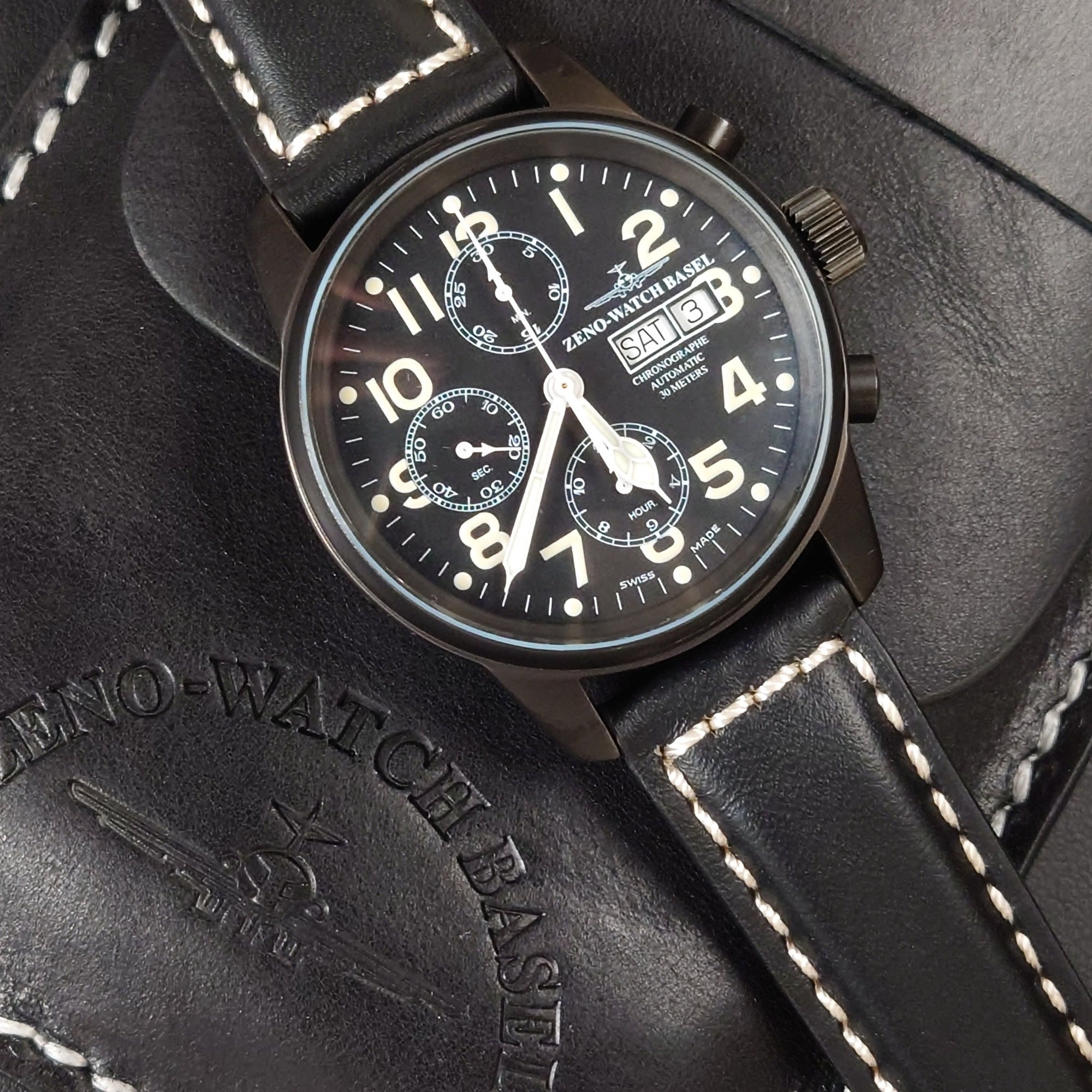 瑞士 Zeno-Watch Basel Classic Chronograph Day-Date 自動錶  6557TVDD-bk-a1 ETA7750