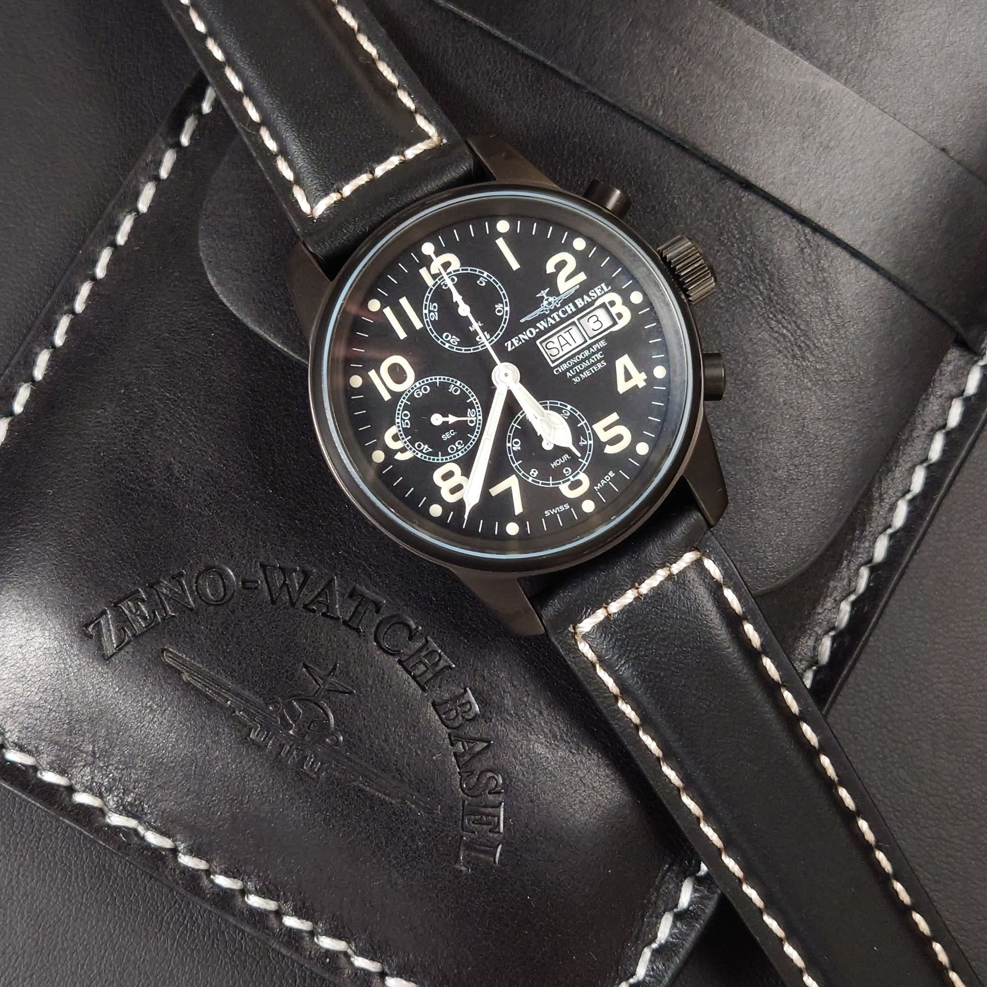 瑞士 Zeno-Watch Basel Classic Chronograph Day-Date 自動錶  6557TVDD-bk-a1 ETA7750