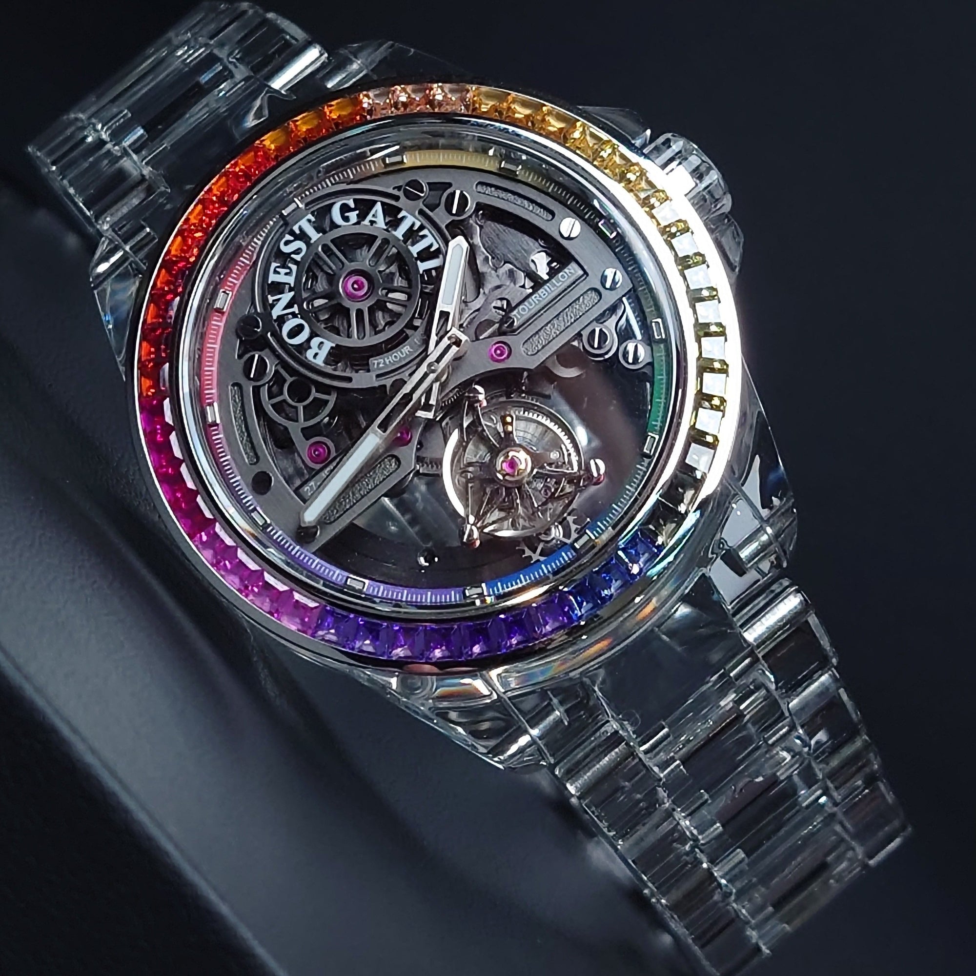 Bonest Gatti 72-Hour Rainbow Crystal Automatic Tourbillon BG7007-G1