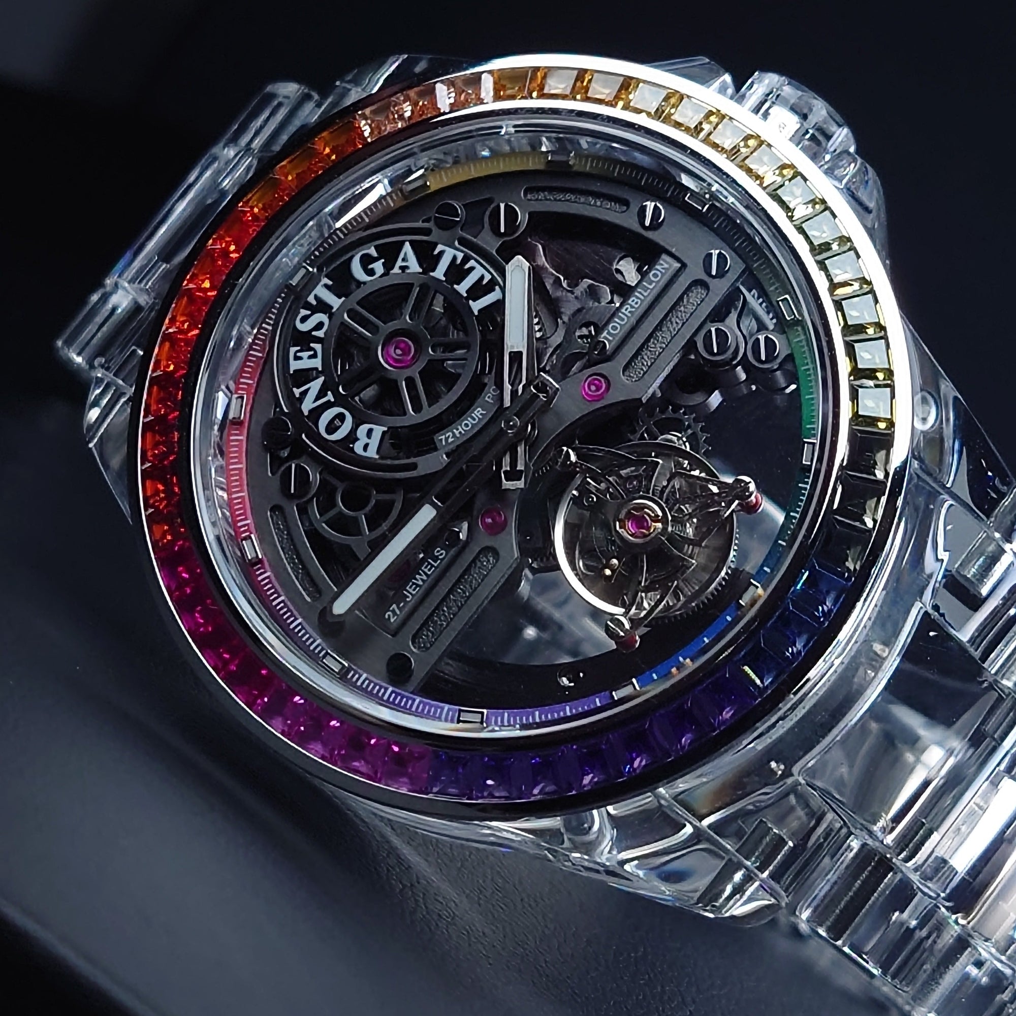 Bonest Gatti 72-Hour Rainbow Crystal Automatic Tourbillon BG7007-G1