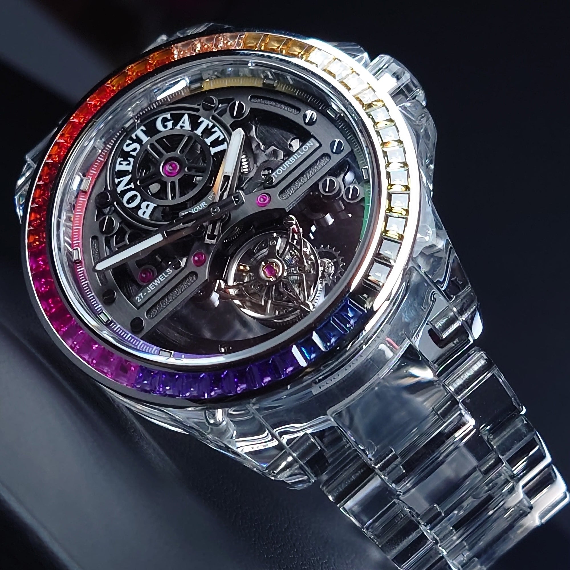Bonest Gatti 72-Hour Rainbow Crystal Automatic Tourbillon BG7007-G1