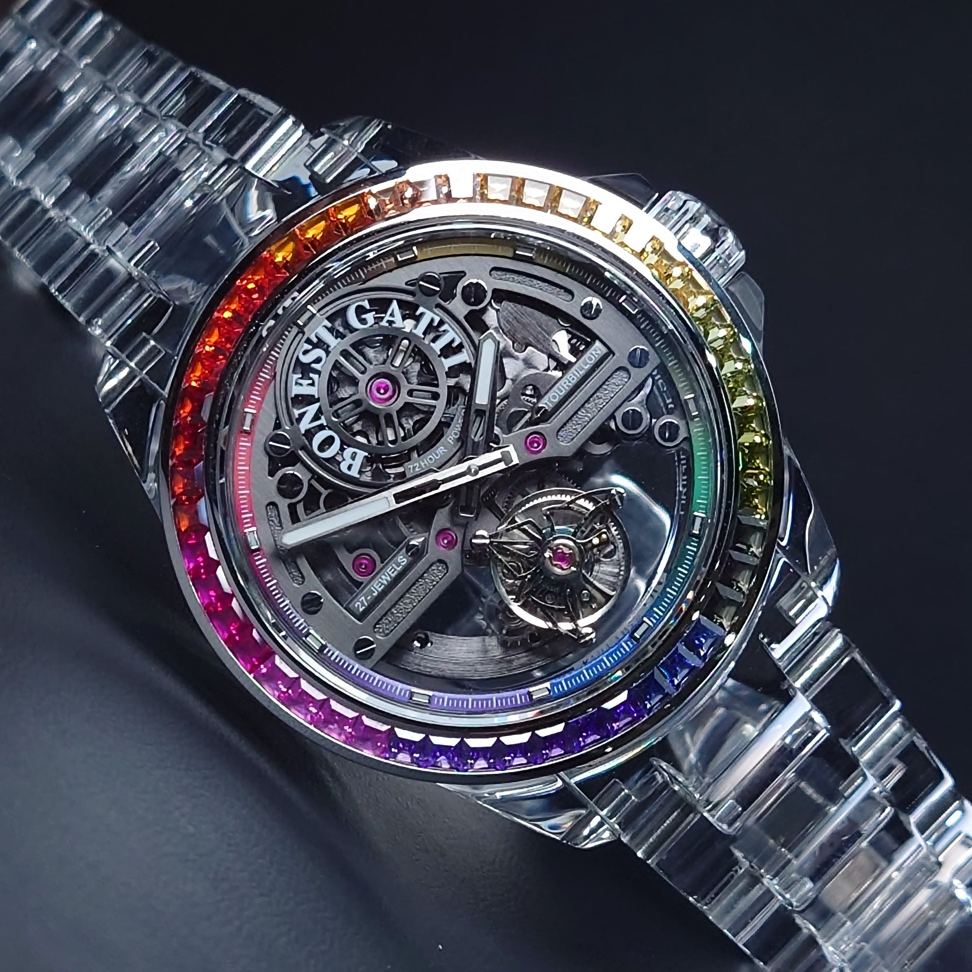 Bonest Gatti 72-Hour Rainbow Crystal Automatic Tourbillon BG7007-G1