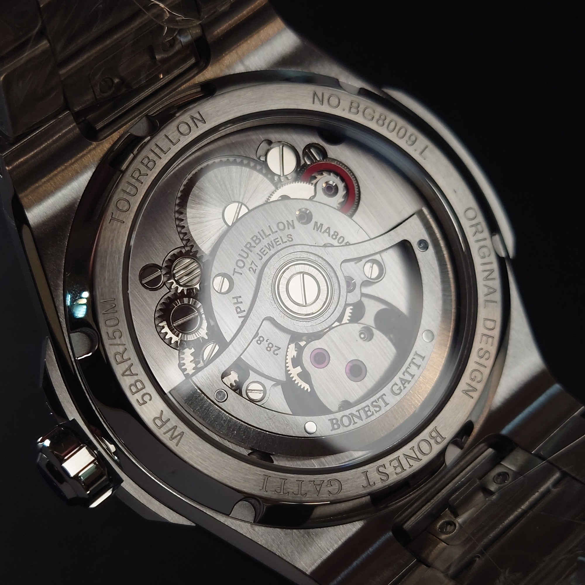 Bonest Gatti BG7006 Carbon Fiber Luminous Dial Tourbillon case back