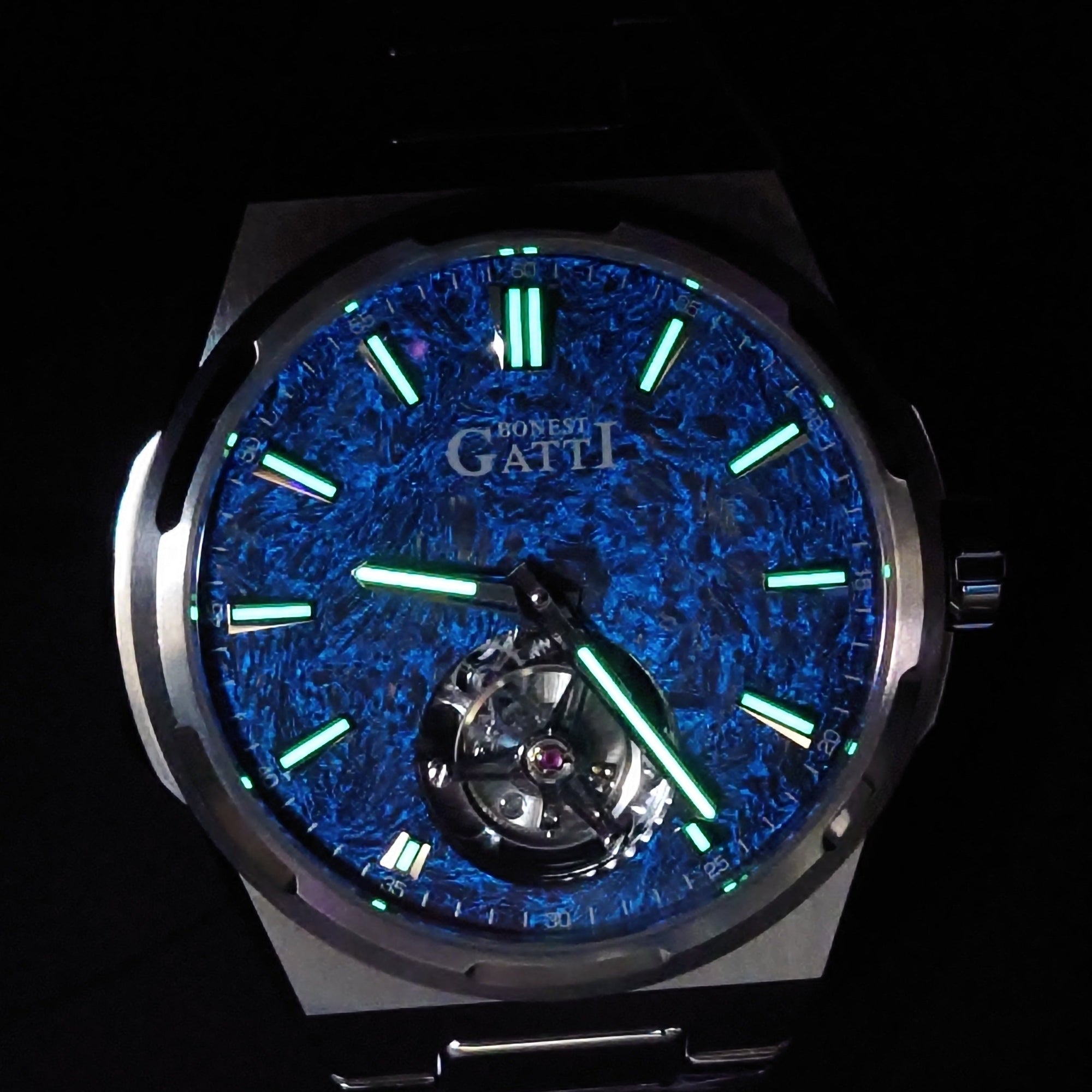Bonest Gatti BG7006 Carbon Fiber Luminous Dial Tourbillon Luminous