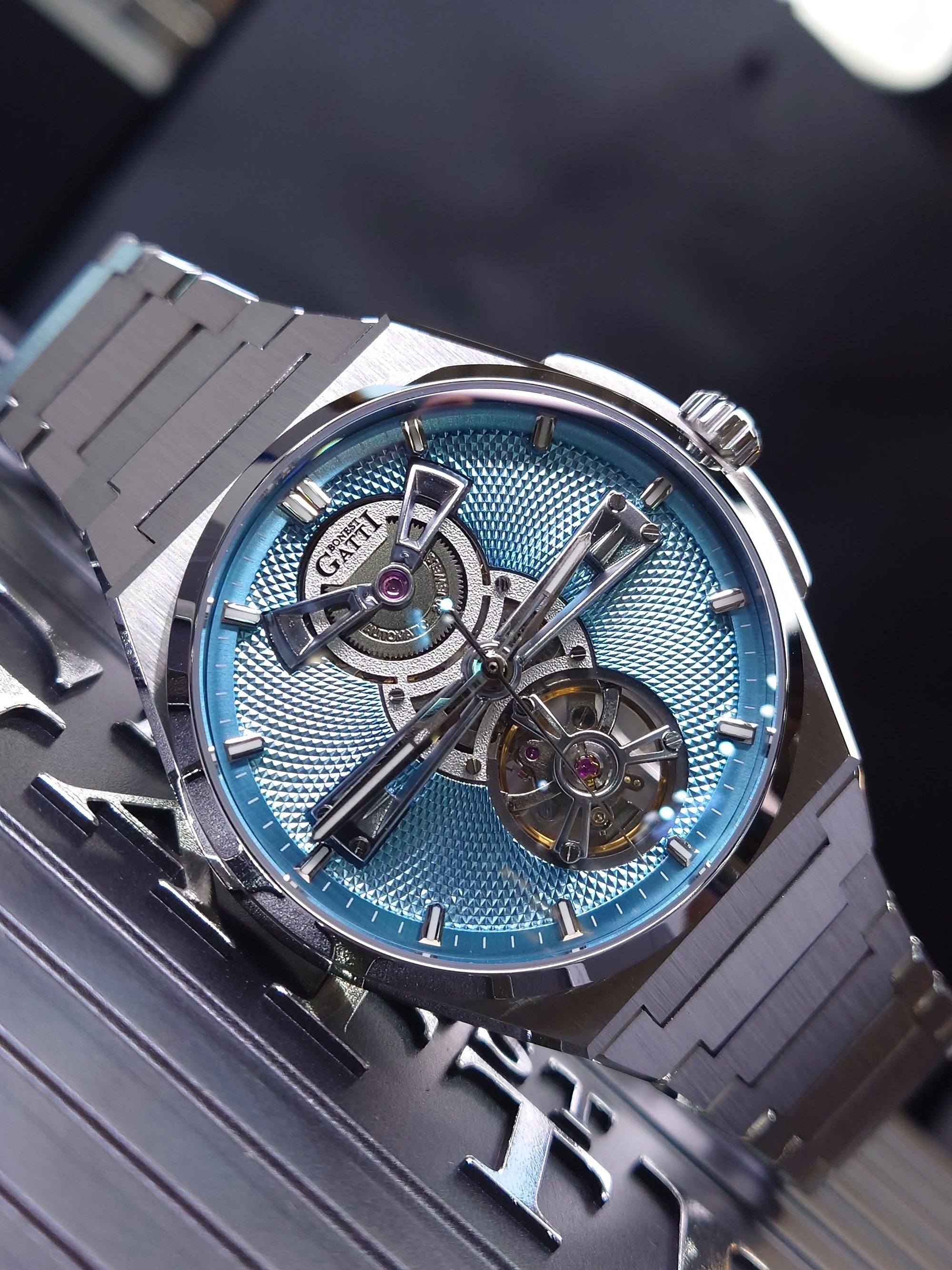 Bonest Gatti Hollowed Dial Integrated Strap Automatic Watch - BG8014-S1