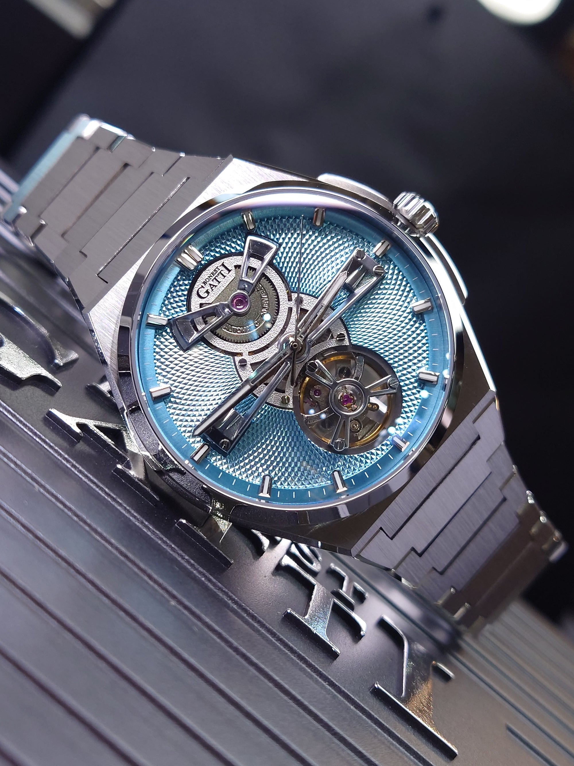 Bonest Gatti Hollowed Dial Integrated Strap Automatic Watch - BG8014-S1
