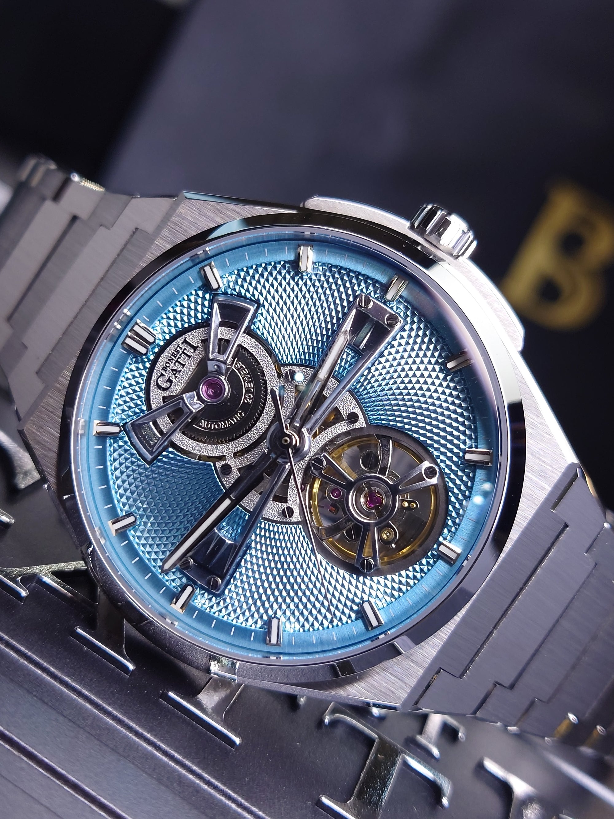 Bonest Gatti Hollowed Dial Integrated Strap Automatic Watch - BG8014-S1