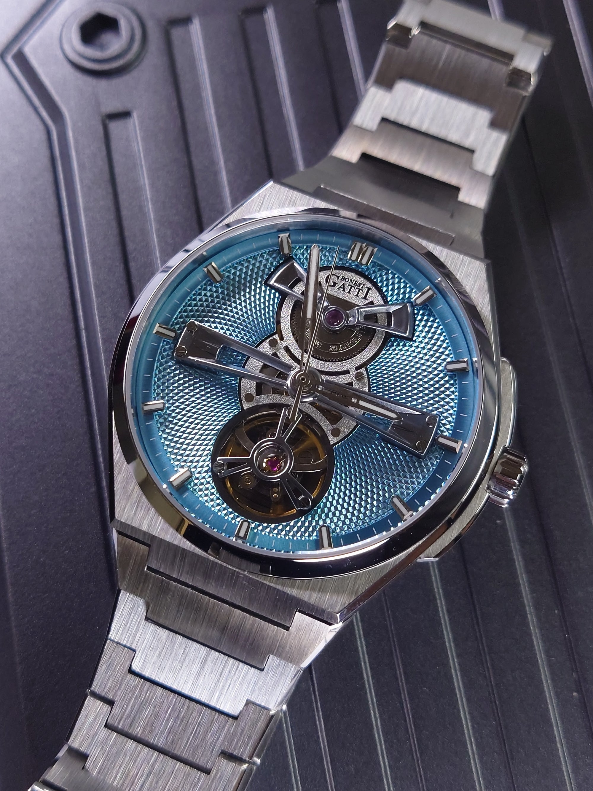 Bonest Gatti Hollowed Dial Integrated Strap Automatic Watch - BG8014-S1