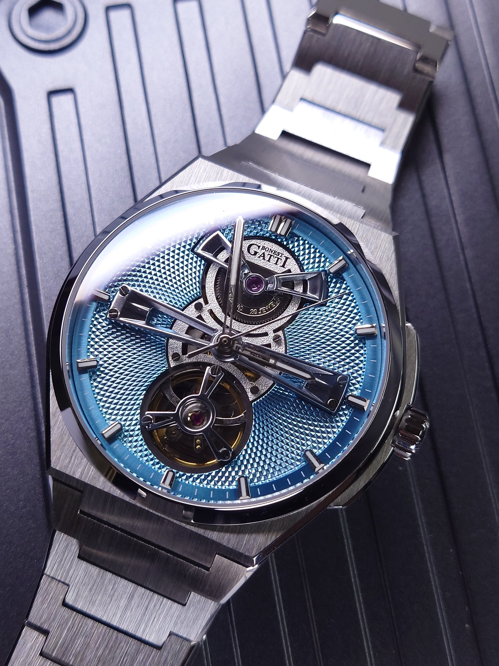 Bonest Gatti Hollowed Dial Integrated Strap Automatic Watch - BG8014-S1