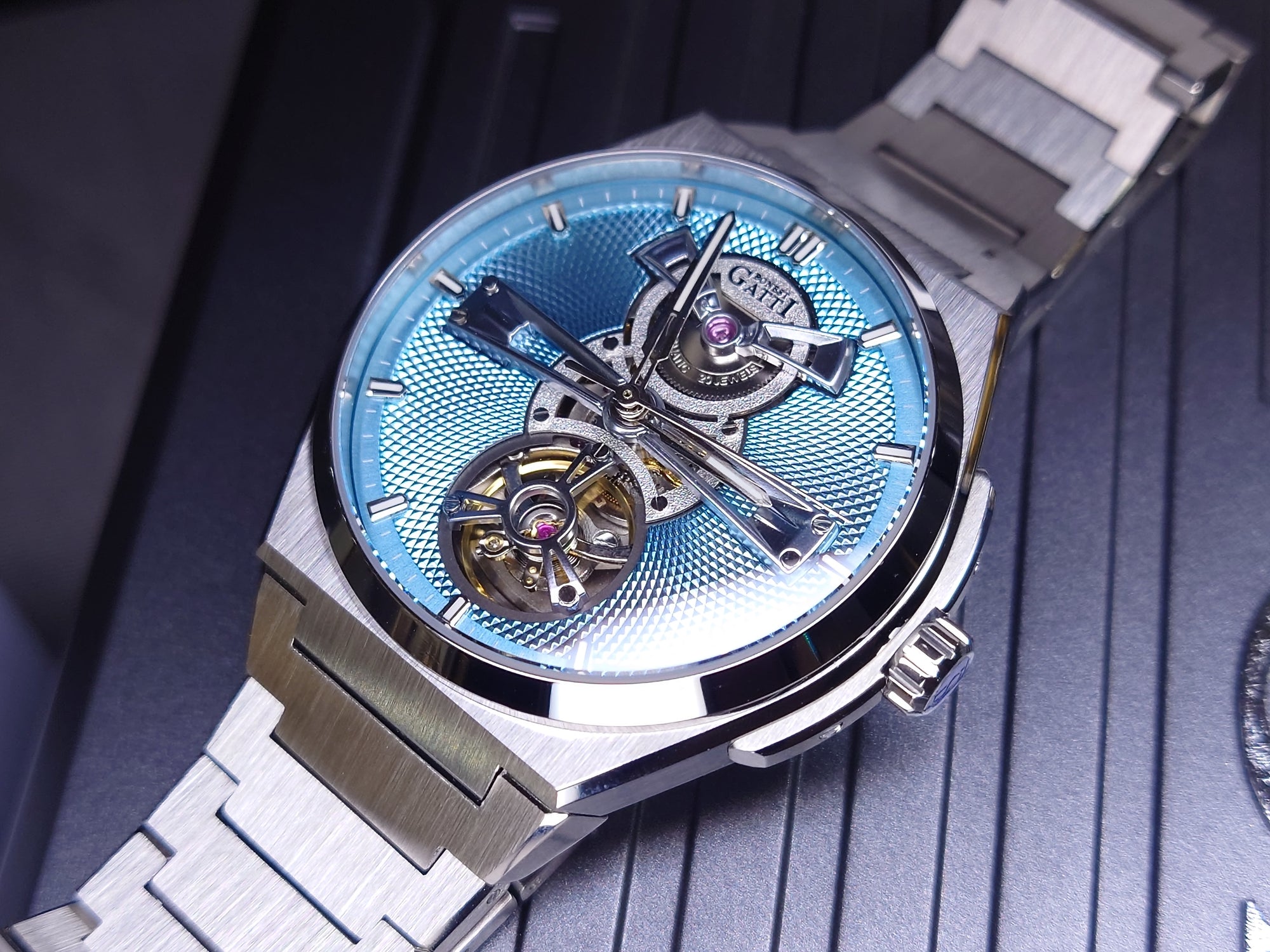 Bonest Gatti Hollowed Dial Integrated Strap Automatic Watch - BG8014-S1
