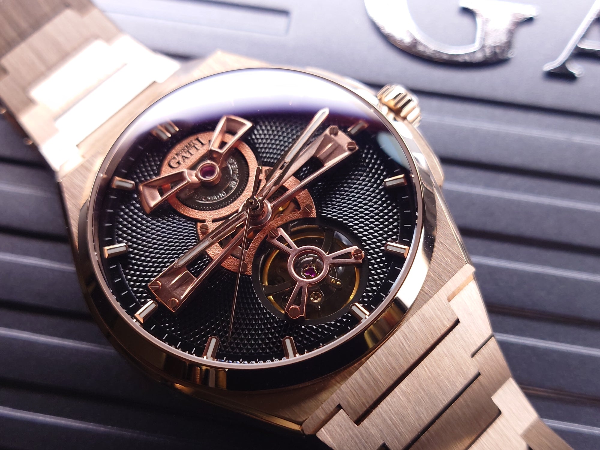Bonest Gatti Hollow-Out Dial Integrated Strap Automatic Watch - BG8014-S3