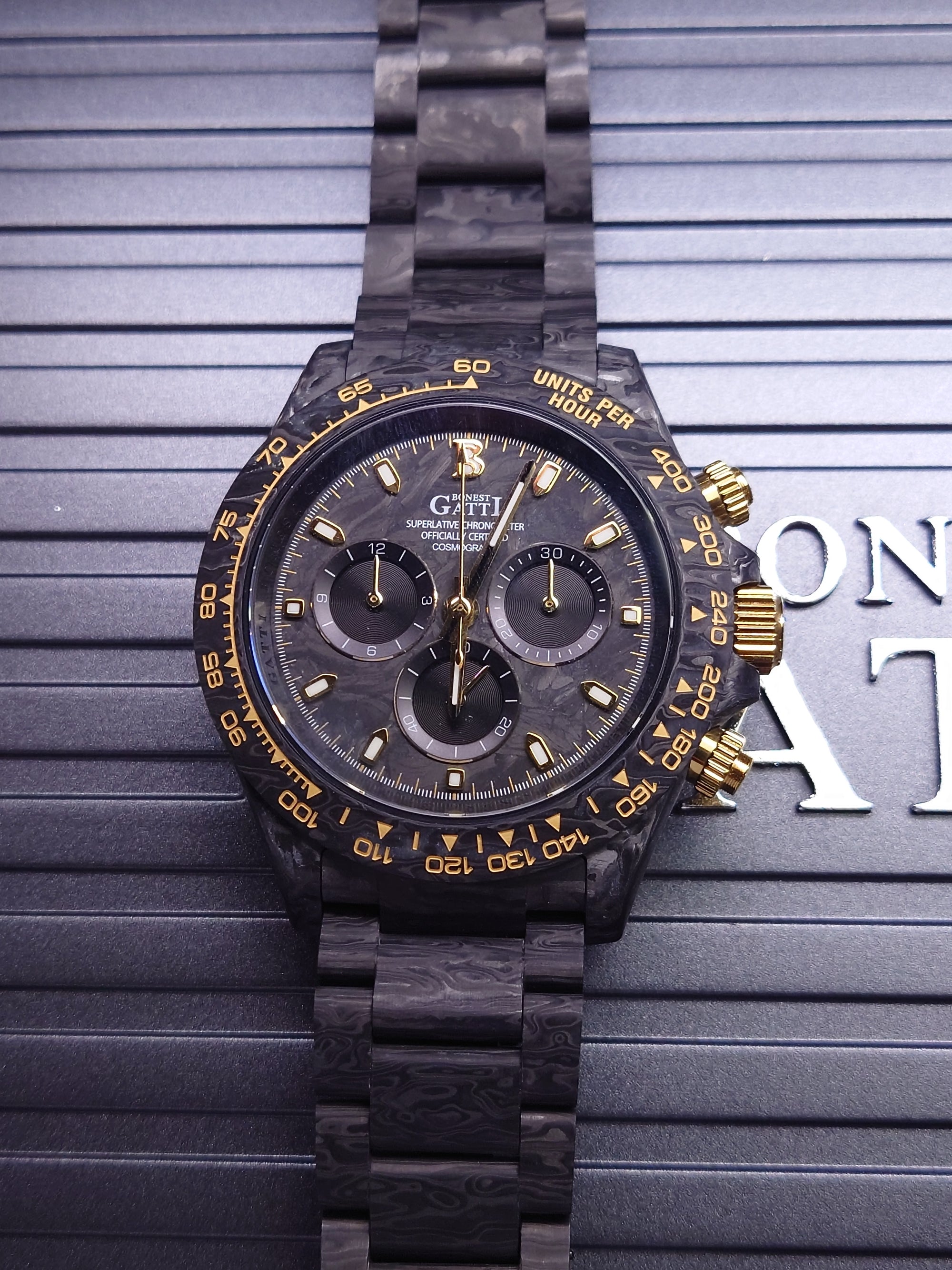 Bonest Gatti 現貨發售 地通拿款全新夜光碳纖機械計時錶 BG9012-C2