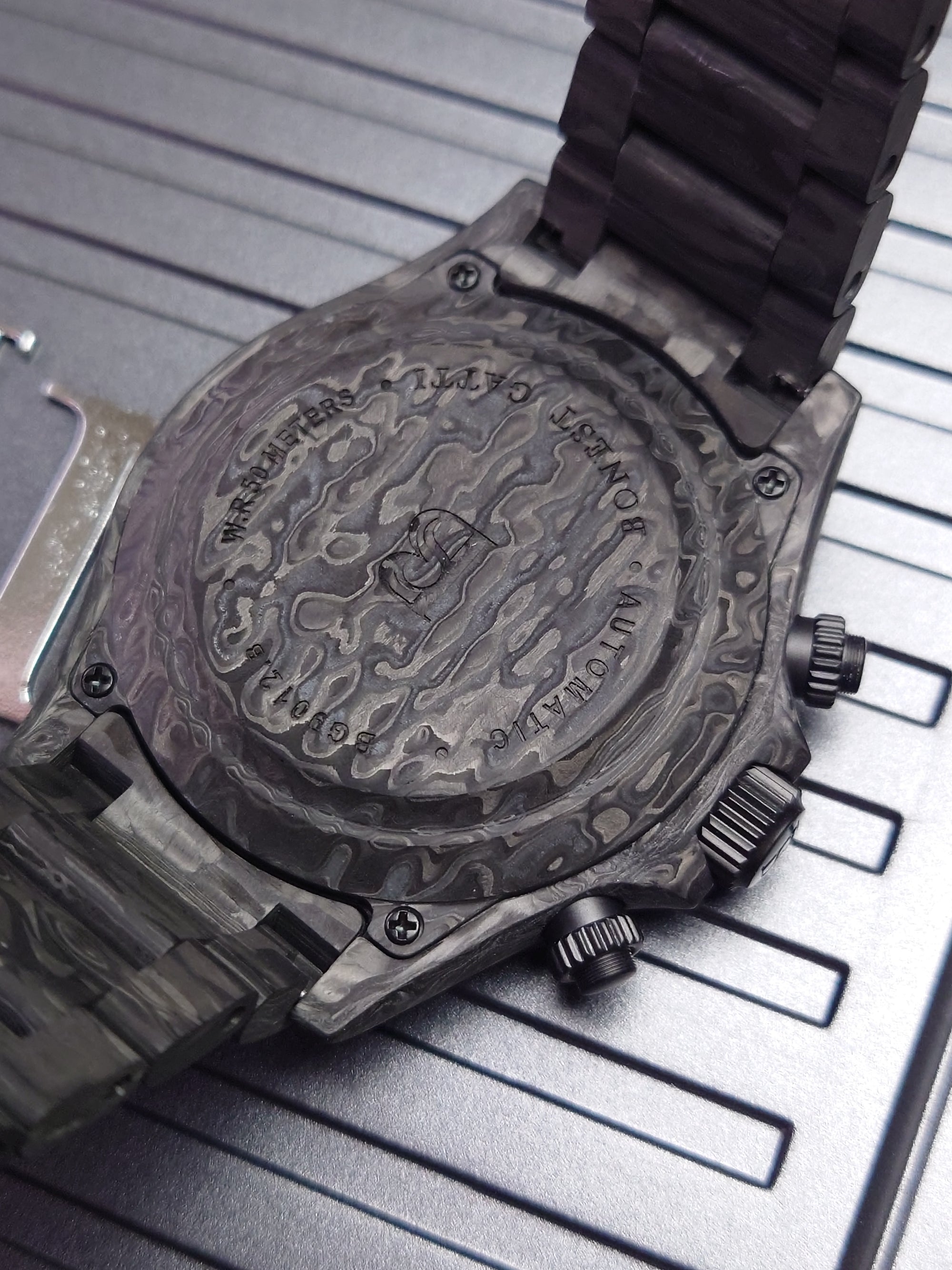 Bonest Gatti In Stock Daytona-style New Luminous Carbon Fiber Mechanical Chronograph Watch BG9012-C1