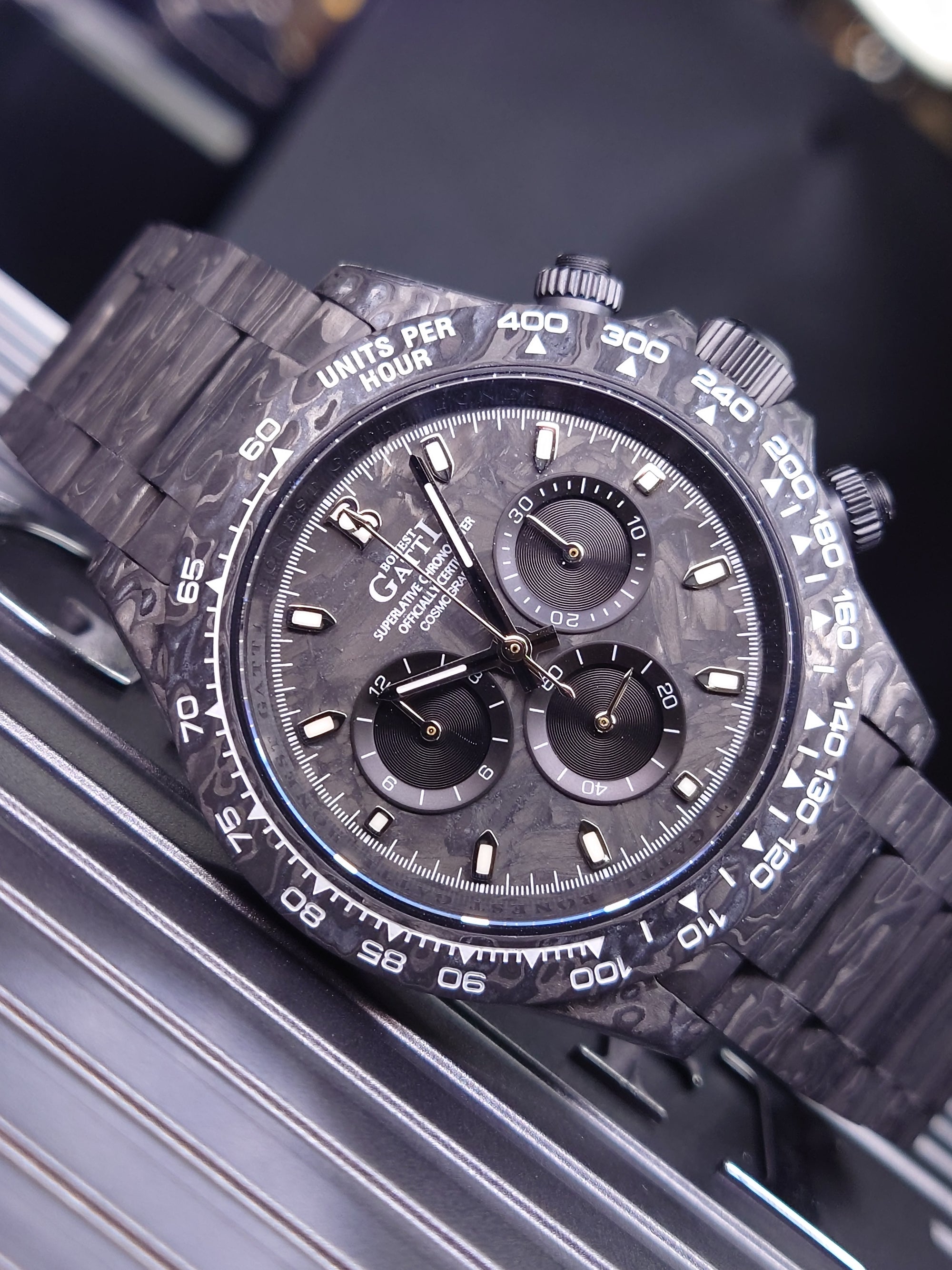 Bonest Gatti In Stock Daytona-style New Luminous Carbon Fiber Mechanical Chronograph Watch BG9012-C1