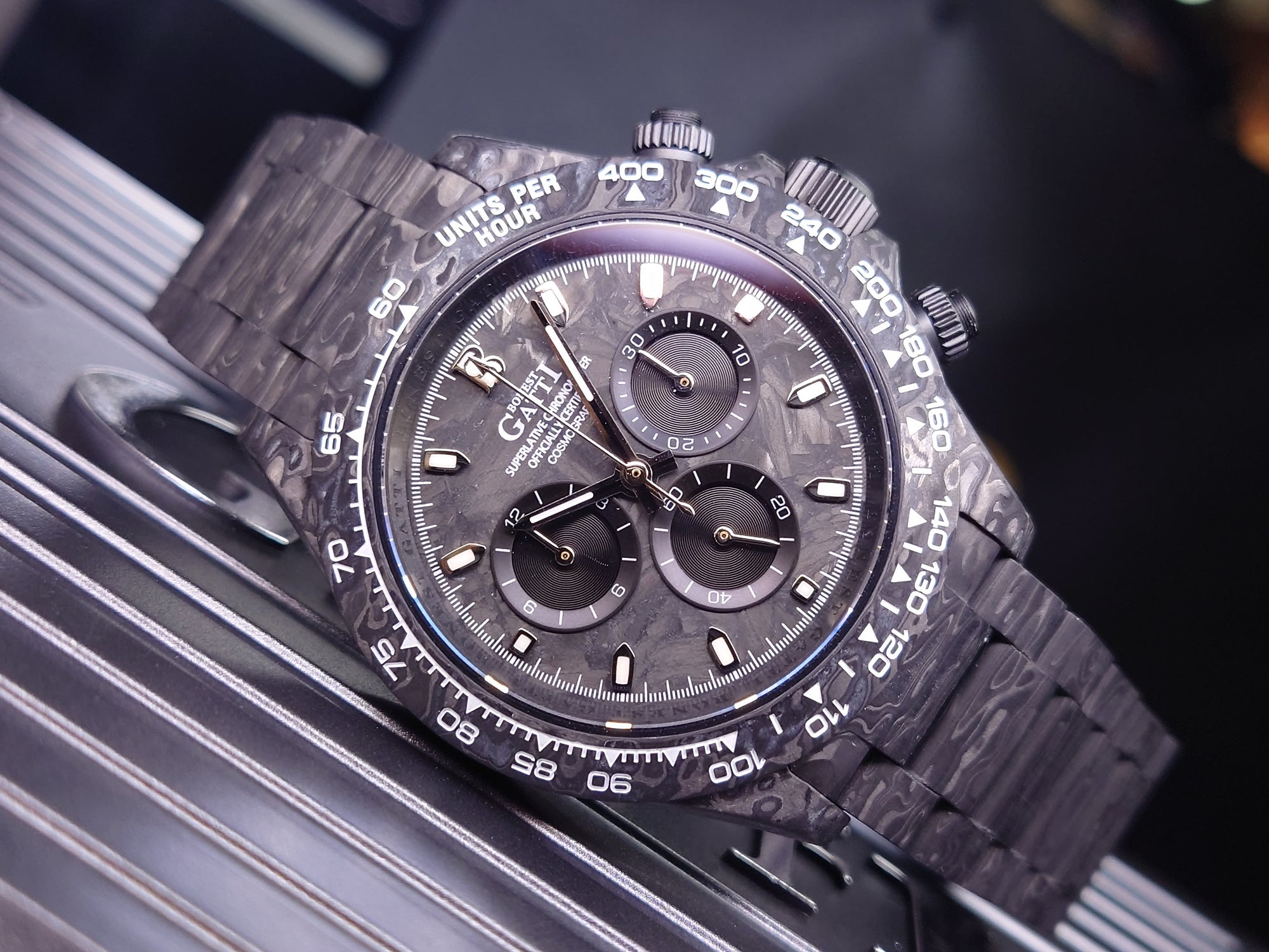 Bonest Gatti In Stock Daytona-style New Luminous Carbon Fiber Mechanical Chronograph Watch BG9012-C1