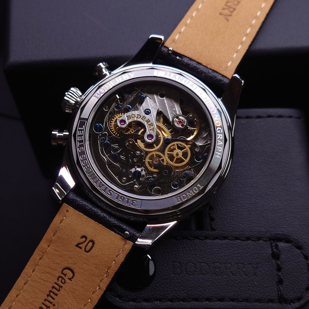 Boderry ASYMMETRY - Mechanical Chronograph with Domed Sapphire Crystal | Khaki M01-01