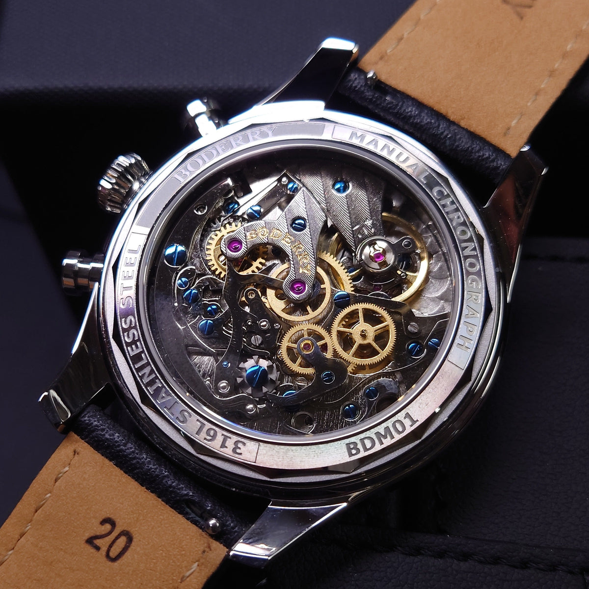Boderry ASYMMETRY - Mechanical Chronograph with Domed Sapphire Crystal | Khaki M01-01