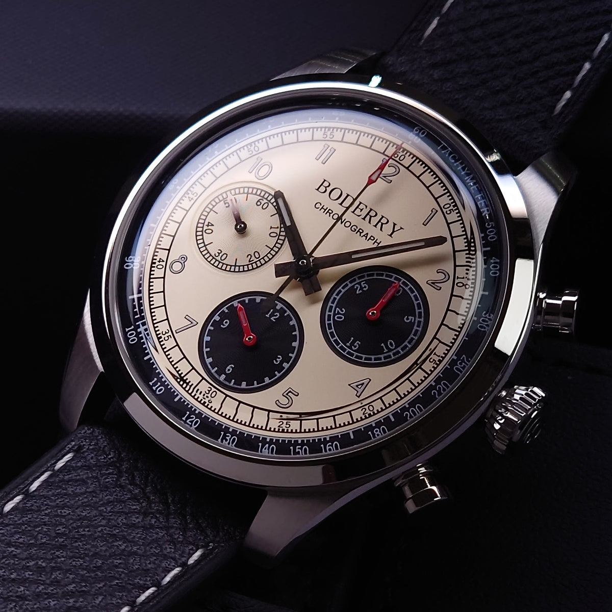 Boderry ASYMMETRY - Mechanical Chronograph with Domed Sapphire Crystal | Khaki M01-01
