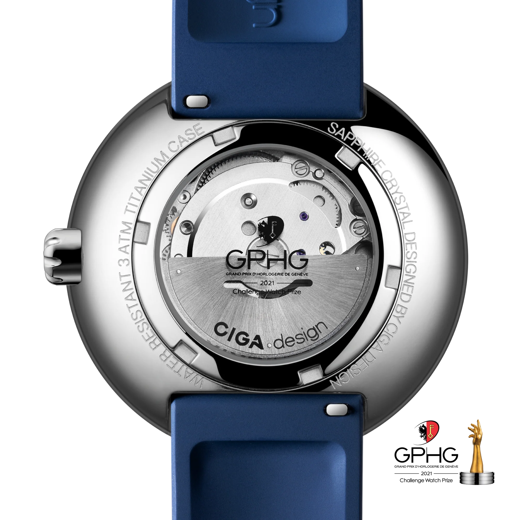 case back CIGA design MECHANICAL WATCH BLUE PLANET II