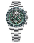 Bonest Gatti Carbon Fiber Bezel Skeleton Multi-function Mechanical Watch - Day, Month, 24-hour. BG8019-S1